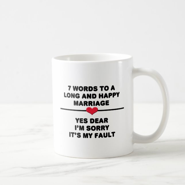 7 Ord under lång tid och Lycklig Giftermål Kaffemugg (Höger)
