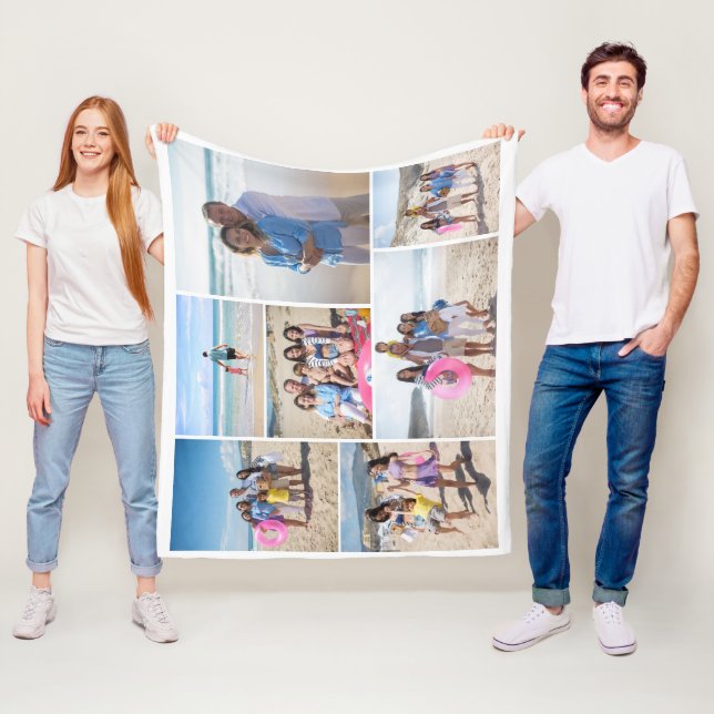 7 personlig för fotokollage-mall fleecefilt (På plats)