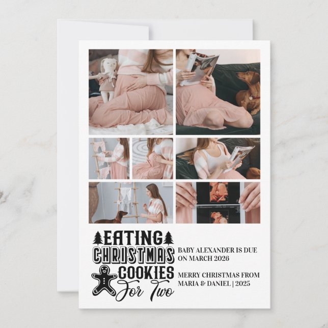 7 Photo Christmas Cookies for 2 Pregnancy  Julkort (Framsida)