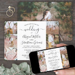 7 Photo Collage Elegant Modern Calligraphy Bröllop Inbjudningar<br><div class="desc">Familjen inbjudan och vänner till ett enkelt elegant bröllop med den här snyggten, den moderna 7 fotosamlingsinbjudan. All text är enkel att anpassa. (IMAGE PLACEMENT TIP: Ett enkelt sätt att centrera ett foto exakt som du vill är att flytta det till skörd innan du laddar upp det till Zazzle-webbplatsen.) Utformningen...</div>