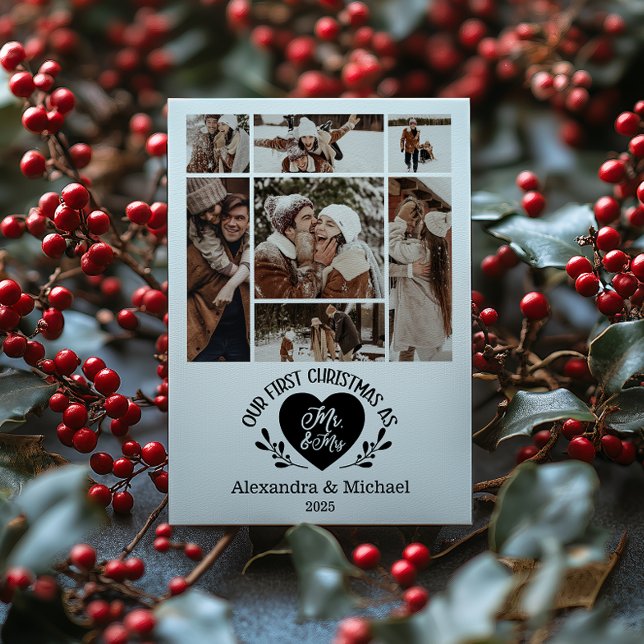 7 Photo Heart First Christmas as Mr & Mrs Julkort (Skapare uppladdad)