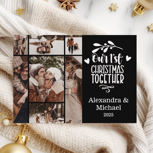 7 Photo Minimalist First Christmas Together Julkort (Skapare uppladdad)