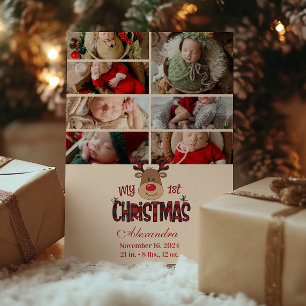 7 Photo Play Reindeer Baby Första jul Julkort