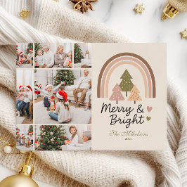 7 Photo Retro Neutral Rainbow Merry & Bright  Julkort