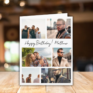 7 Photos Collage Friends Family Namn Birthday Kort