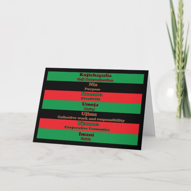 7 principer av det Kwanzaa kortet Helgkort (Framsida)