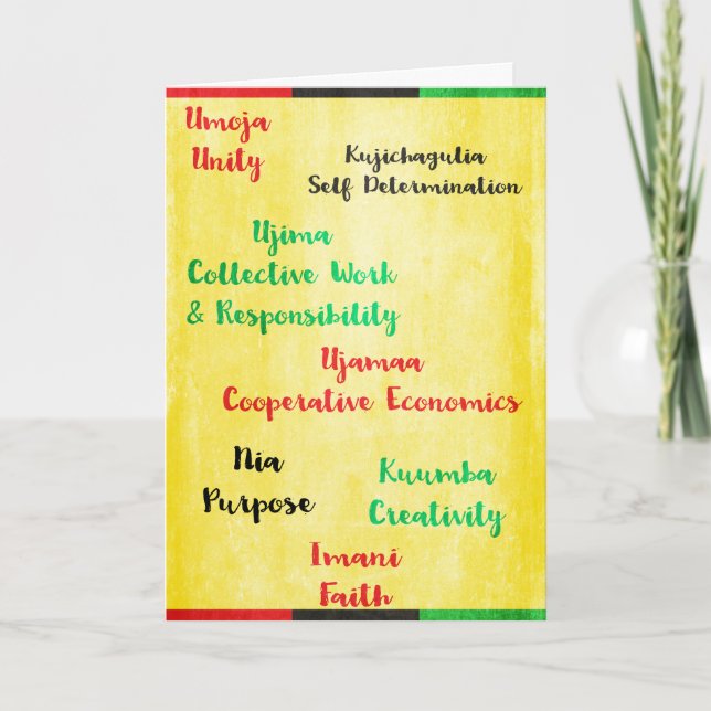 7 principer av Kwanzaa Helgkort (Framsida)