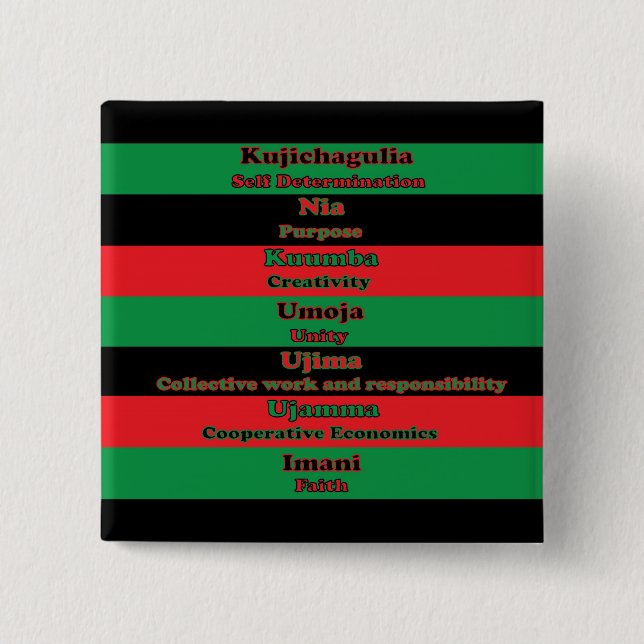 7 Principer för Kwanzaa Button Knapp (Framsida)