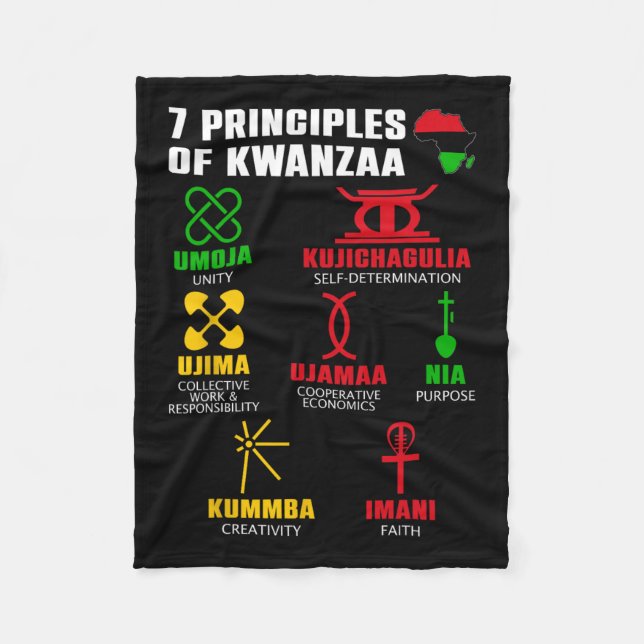 7 Principer för Kwanzaa Firande Pan African Bo Fleecefilt (Framsidan)