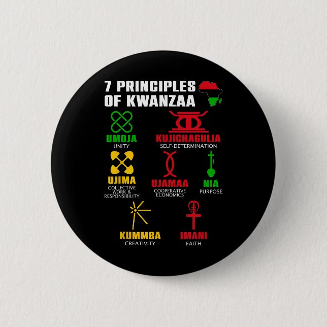 7 Principer för Kwanzaa Firande Pan African Bo Knapp (Framsida)