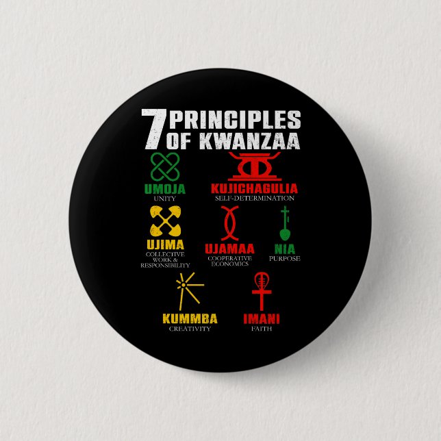 7 Principer för Kwanzaa Firande Pan African Bo Knapp (Framsida)