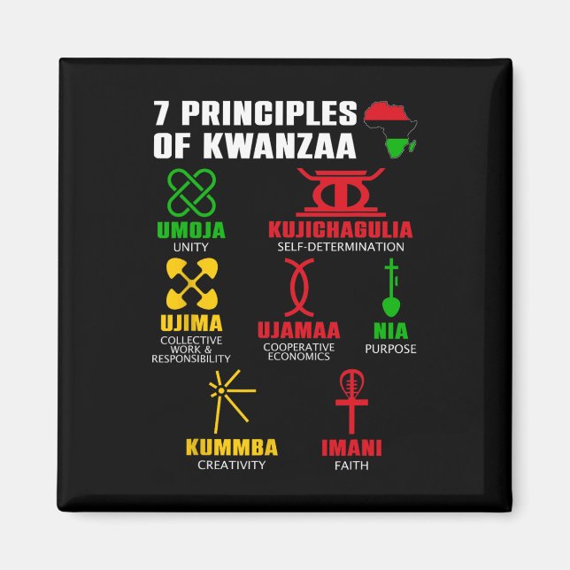 7 Principer för Kwanzaa Firande Pan African Bo Magnet (Framsidan)