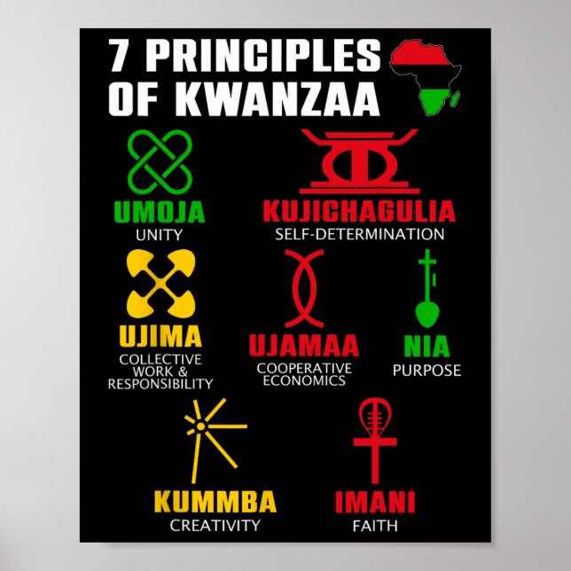7 Principer för Kwanzaa Firande Pan African Bo Poster (Framsidan)