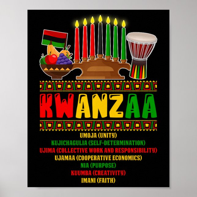 7 Principer för Kwanzaa Firande Pan African Bo Poster (Framsidan)