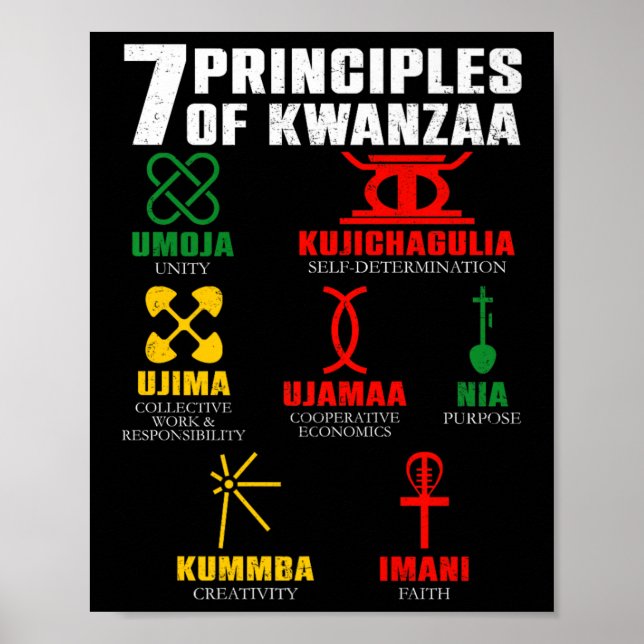 7 Principer för Kwanzaa Firande Pan African Bo Poster (Framsidan)