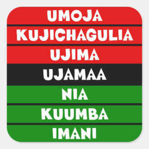 7 Principer för Kwanzaa Fyrkantigt Klistermärke