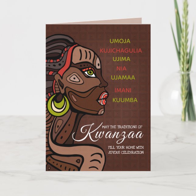 7 Principer för Kwanzaa-hälsningskort Kort (Framsida)
