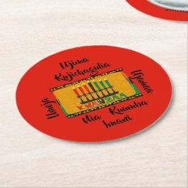 7 Principer för Kwanzaa ljus Underlägg Papper Rund