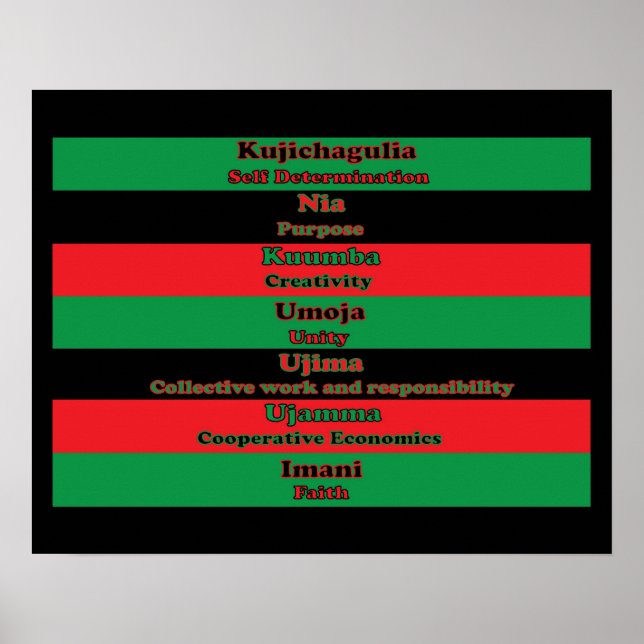 7 Principer för Kwanzaa (Lodrät) Poster (Framsidan)