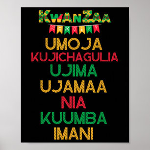 7 Principer för Kwanzaa Lycklig Kwanzaa African Ca Poster