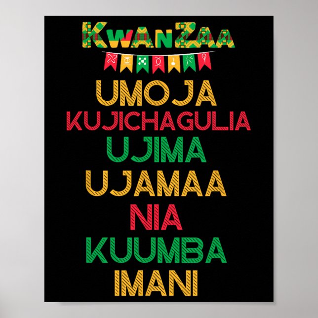 7 Principer för Kwanzaa Lycklig Kwanzaa African Ca Poster (Framsidan)