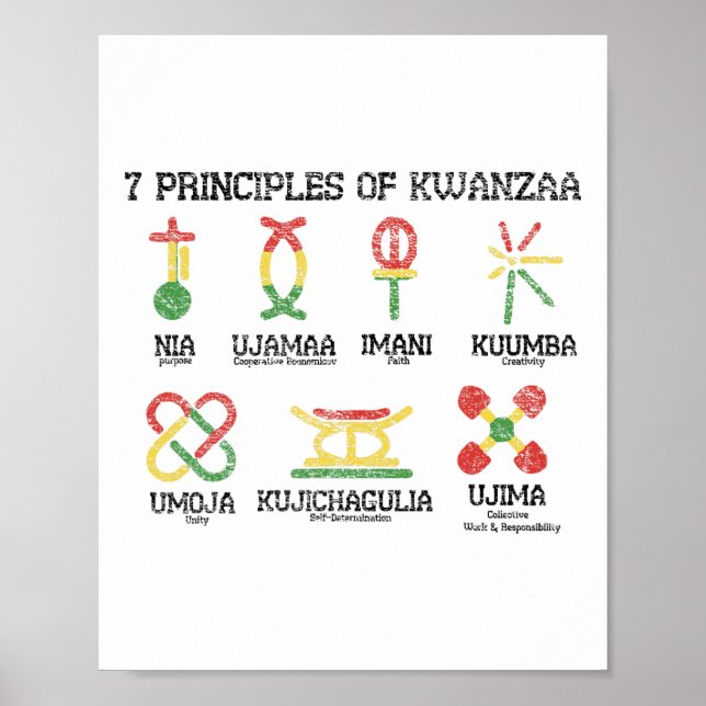 7 Principer för Kwanzaa Nguzo African Hol Poster (Framsidan)