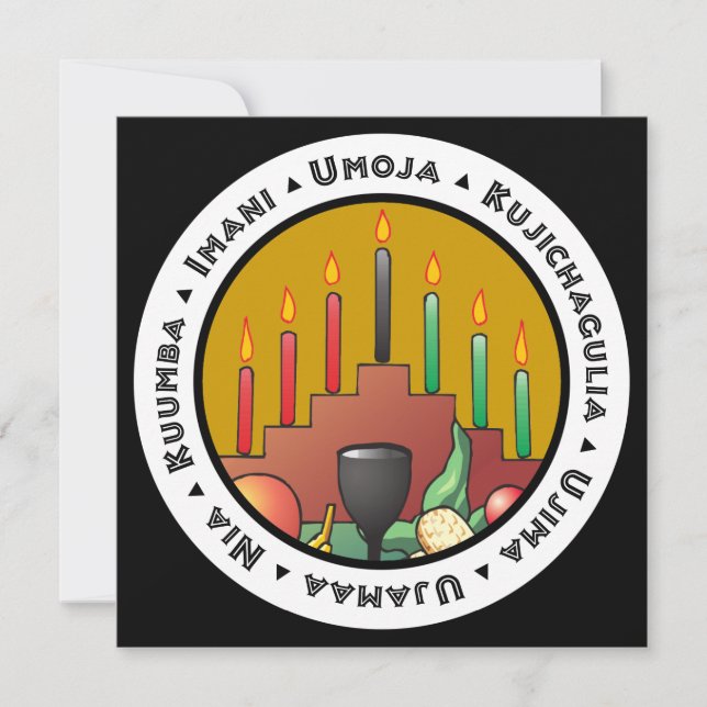 7 Principer för Kwanzaa platta gratulationskort Kort (Framsida)