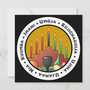 7 Principer för Kwanzaa platta gratulationskort Kort