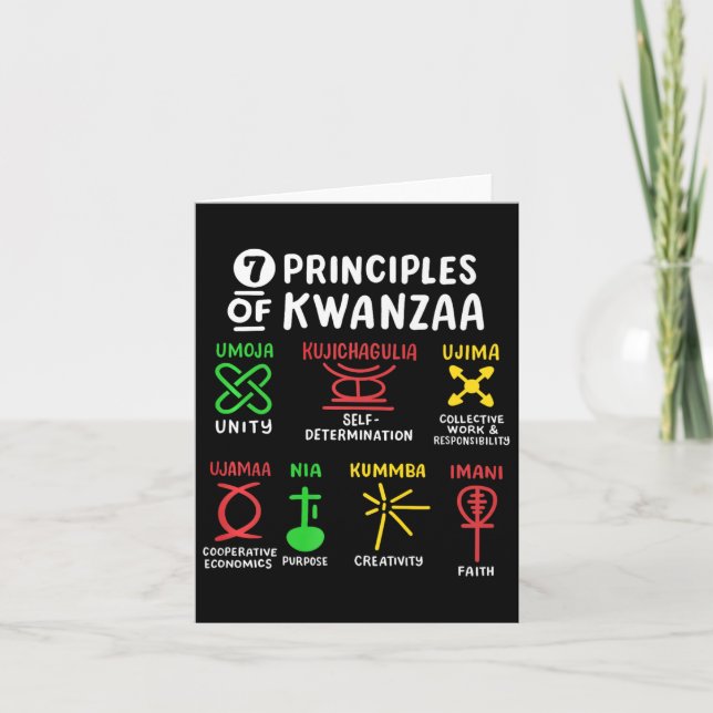 7 Principer för Kwanzaa Svarta Afrikanska Amerikan Kort (Framsida)