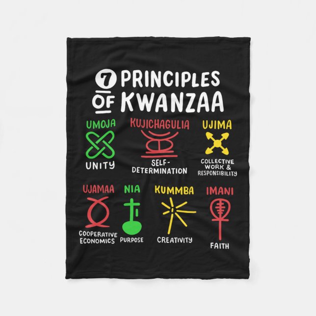 7 Principer för Kwanzaa svarta afrikanska Manar Fleecefilt (Framsidan)
