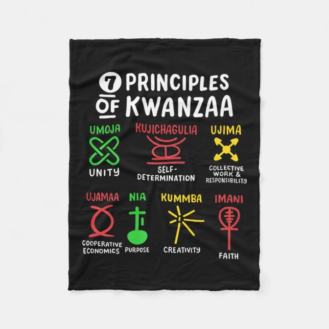7 Principer för Kwanzaa svarta afrikanska Manar Fleecefilt (Framsidan)