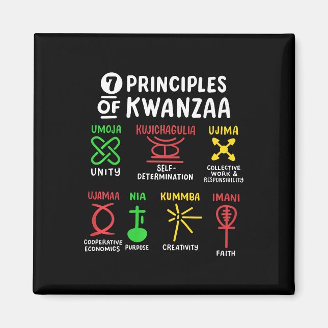 7 Principer för Kwanzaa svarta afrikanska Manar Magnet (Framsidan)