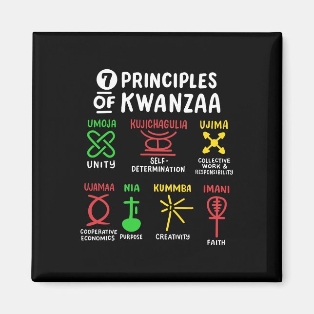 7 Principer för Kwanzaa svarta afrikanska Manar Magnet (Framsidan)
