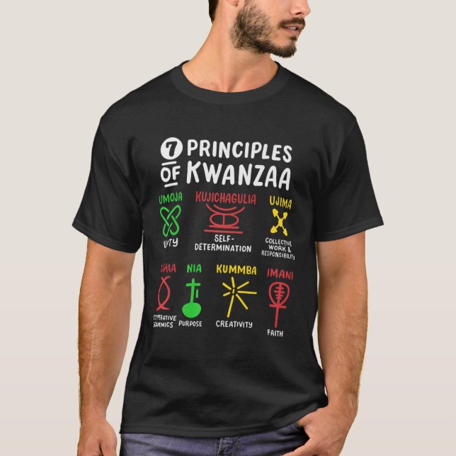 7 Principer för Kwanzaa svarta afrikanska Manar T Shirt (Framsida)