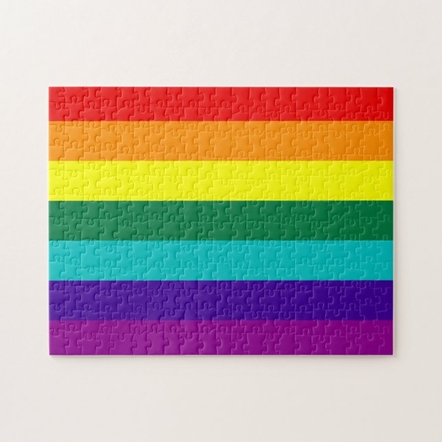 7 Rand Rainbow Gay pride Flagga Puzzle Pussel (Horisontell)