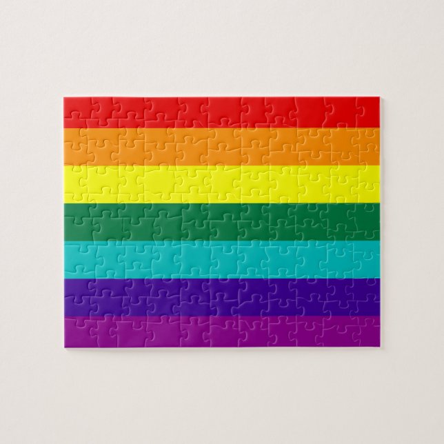 7 Rand Rainbow Gay pride Flagga Puzzle Pussel (Horisontell)