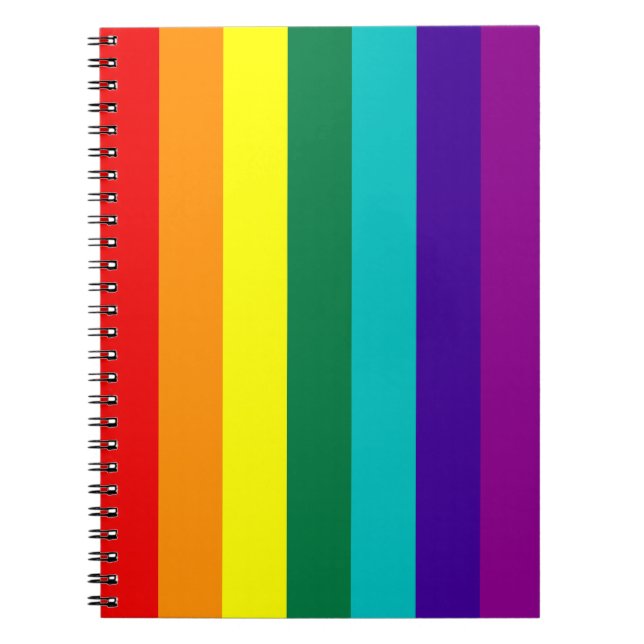7 Rand Regnbåge Gay pride Flagga bärbar dator Anteckningsbok Med Spiral (Framsidan)