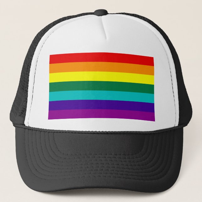 7 Rand Regnbåge Gay pride Flagga Hat Keps (Framsida)