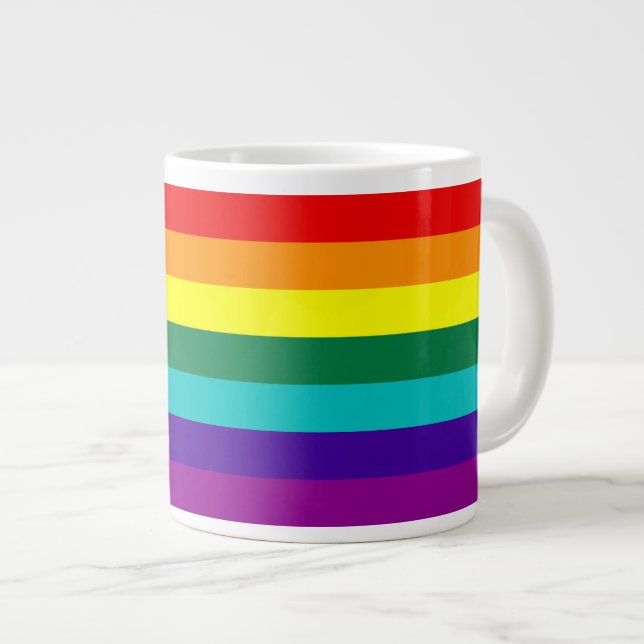 7 Rand Regnbåge Gay pride Flagga Jumbo Mugg (Framsida höger)