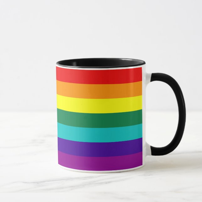 7 Rand Regnbåge Gay pride Flagga Mugg (Höger)