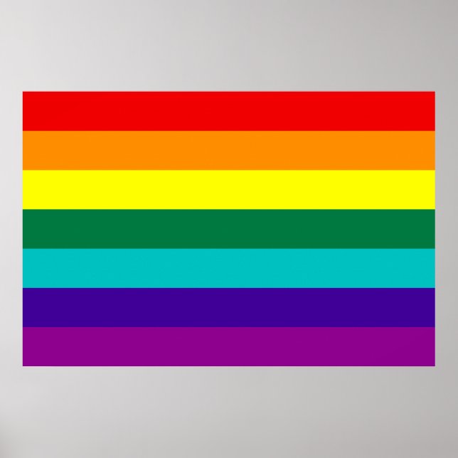 7 Rand Regnbåge Gay pride Flagga Poster (Framsidan)