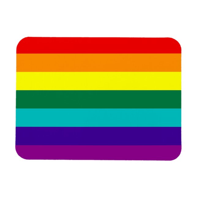 7 Rand Regnbåge Gay pride Flagga Premium Magnet (Horisontell)