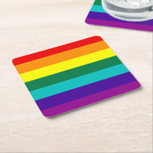 7 Rand Regnbåge Gay pride Flagga Underlägg Papper Kvadrat