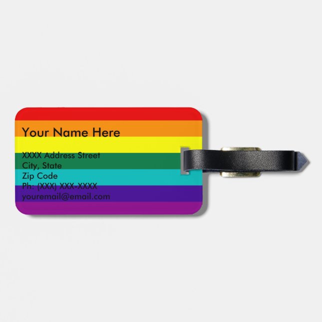 7 Rand Regnbåge Pride Flagga Bagagebricka (Baksida Vågrät)