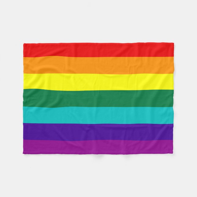 7 Rand Regnbåge Pride Flagga Fleecefilt (Framsidan (Horisontell))