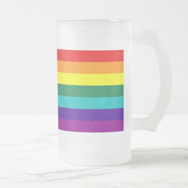 7 Rand Regnbåge Pride Flagga Frostat Ölglas (Höger)