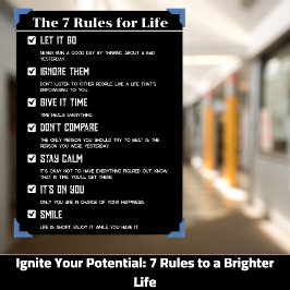 7 Regler av Life Motivational Poster, 12" x18" nis Poster