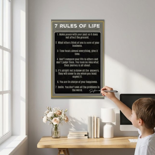 7 Regler livstid, utskrift, värde Poster Pappert ( (7 Rules of Life Motivational Educational Wall Art)