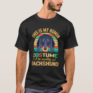 7 Retro Vintage Silhuett Dachshund Kostym T Shirt