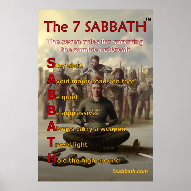7 SABBTH Zombie Survival Poster (Framsidan)